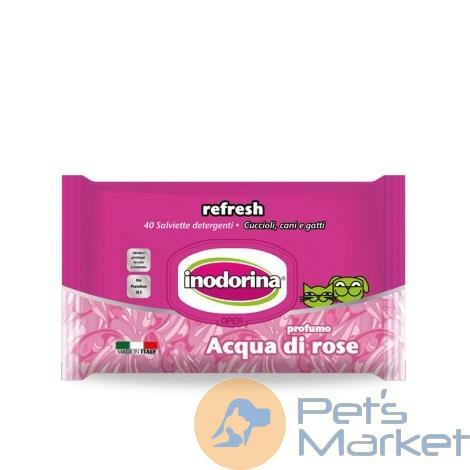 Pets SALVIETTE PER CANI RINFRESCANTI INODORINA CONF. 40 PZ ACQUA DI ROSE