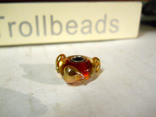 Elfbeads 925 Sterling Silver Core Glass RUDY RED GOLD HEARTS BEAD Trollbeads