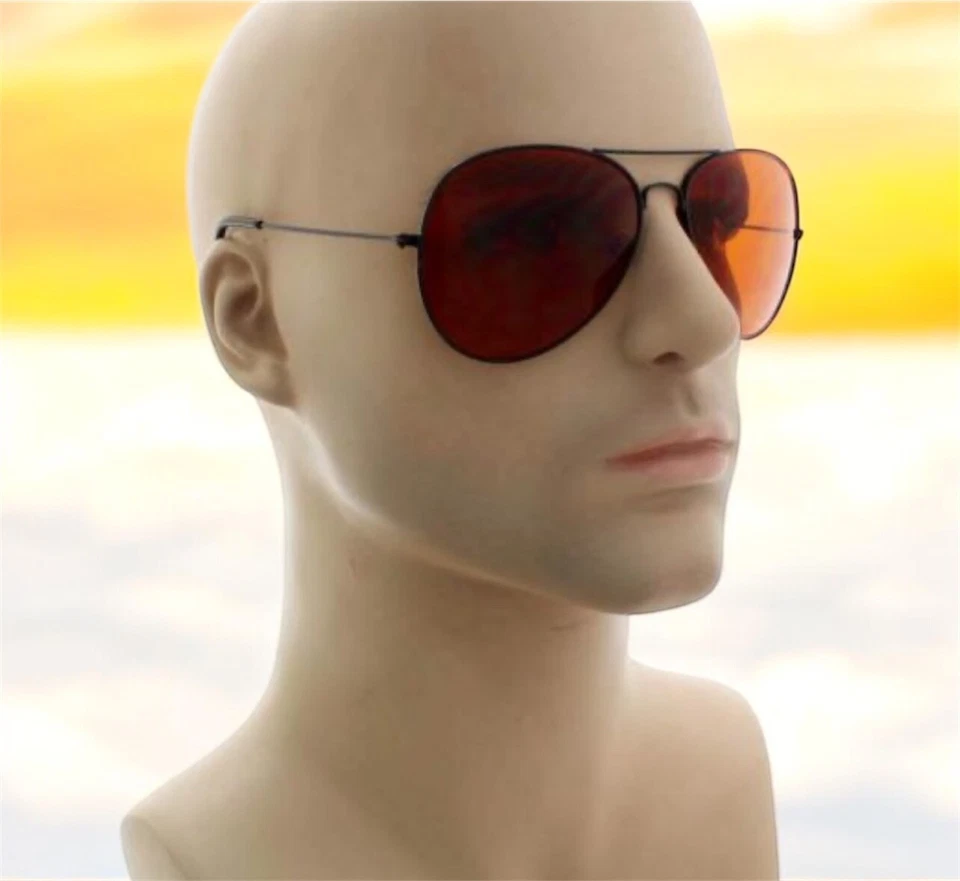 Óculos de sol clássico armação de arame marrom âmbar lente azul bloqueador condução ao ar livre - Imagem 4 de 4