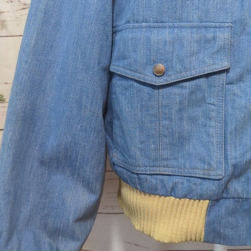Vintage 60's 70's Sears Denim Bomber Jacket Men's XL Scovill Sherpa Quilted RARE - Imagen 4 de 16
