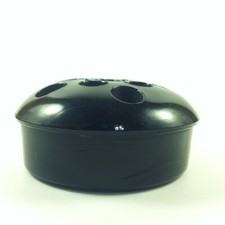 Vintage Black Amethyst Glass Flower Frog 11 Holes 3"