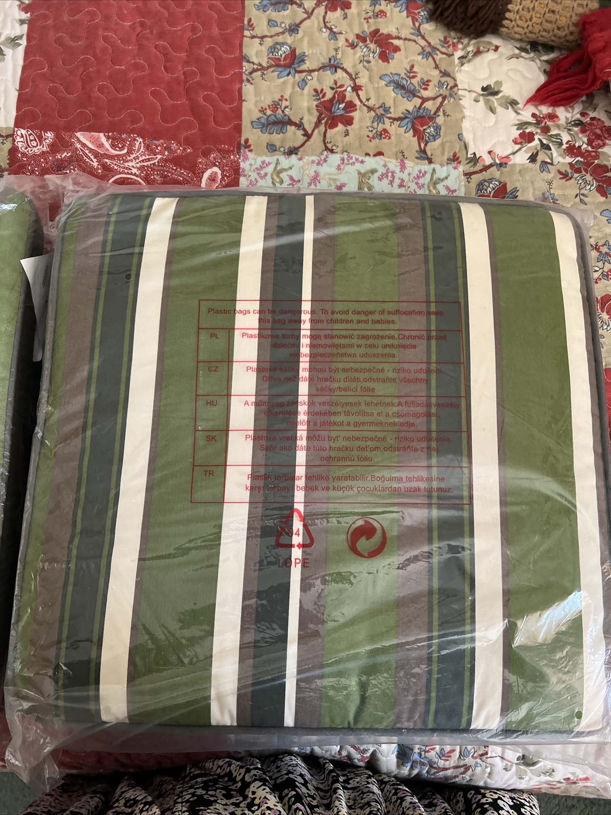 BNWOT Tesco Green Brown Reversible Garden Seat Pads X4 eBay