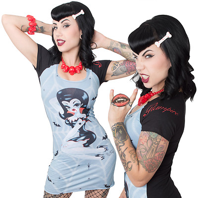 Kreepsville 666 Glampire Vampir Punk Gothic Rock Metal Fünfzack Tunika Kleid