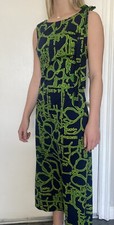 Boutique of California Maxi Mod Dress Mid Century 60's 70's S M Green Blue Tiki