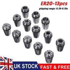13PCS ER20 Spring Collet Set for CNC Workholding Chuck Milling Lathe 1mm-13mm