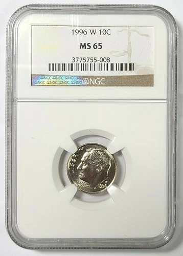 1996 W 10c Roosevelt Dime NGC MS65 