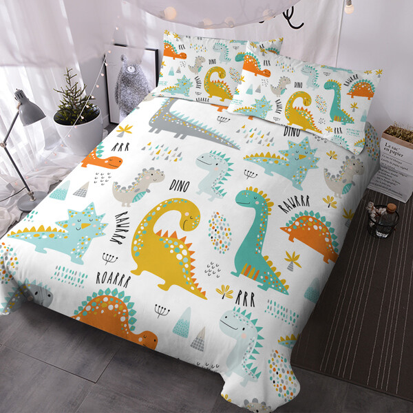 3Pcs Dinosaur Twin Soft Duvet Cover Set for Cozy Bedroom Bedding
