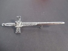 4 Inch Celtic Broad Sword Style Kilt Pin for Tartan Kilt in Chrome Finish