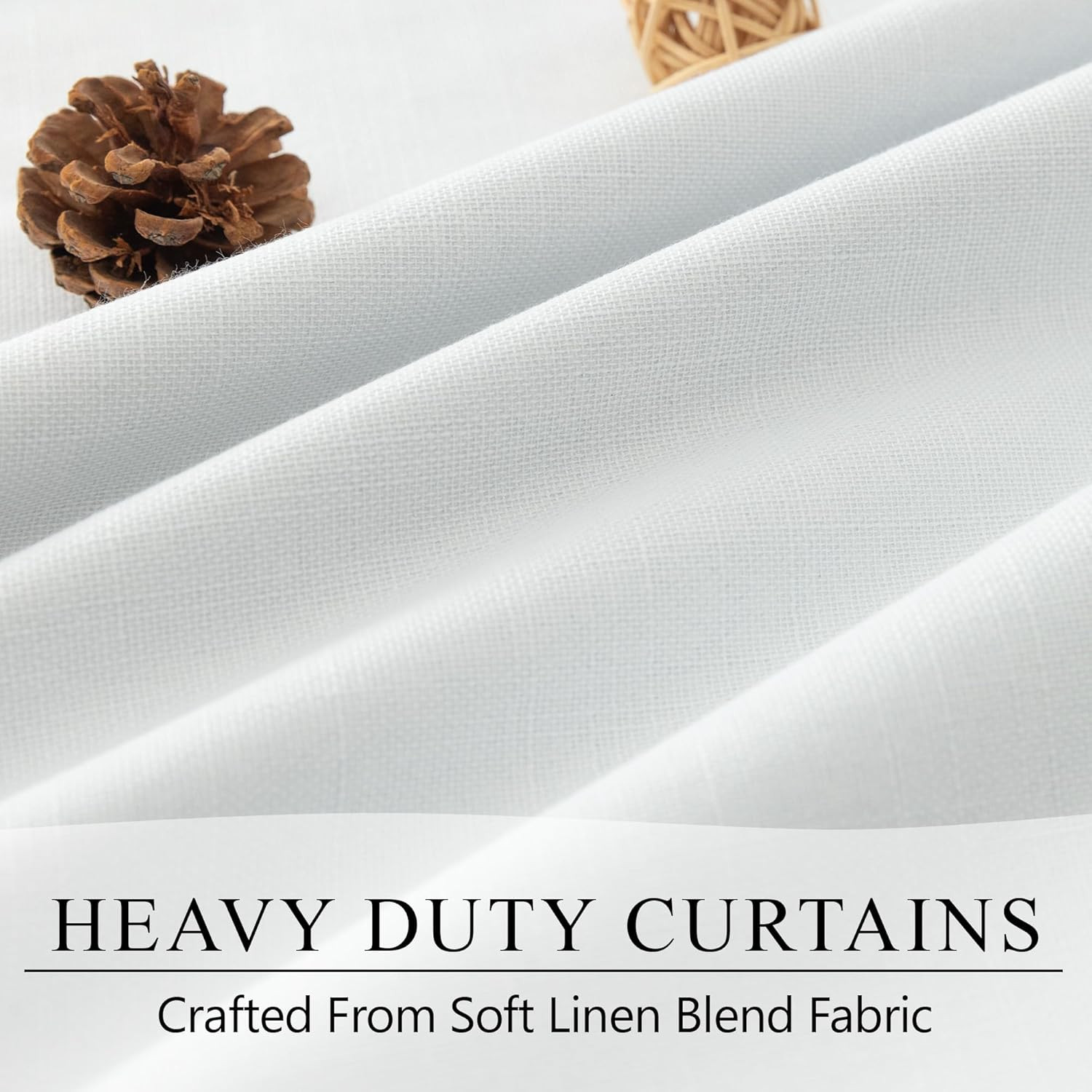 White Linen Blackout Curtains 95 Inches Long 2 Panel Set Cute Burg Nosie Reducin