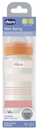 Chicco Biberon Flusso Lento 0-3m (240ml) BENESSERE Arancio 00028721310000 - Foto 2 di 2