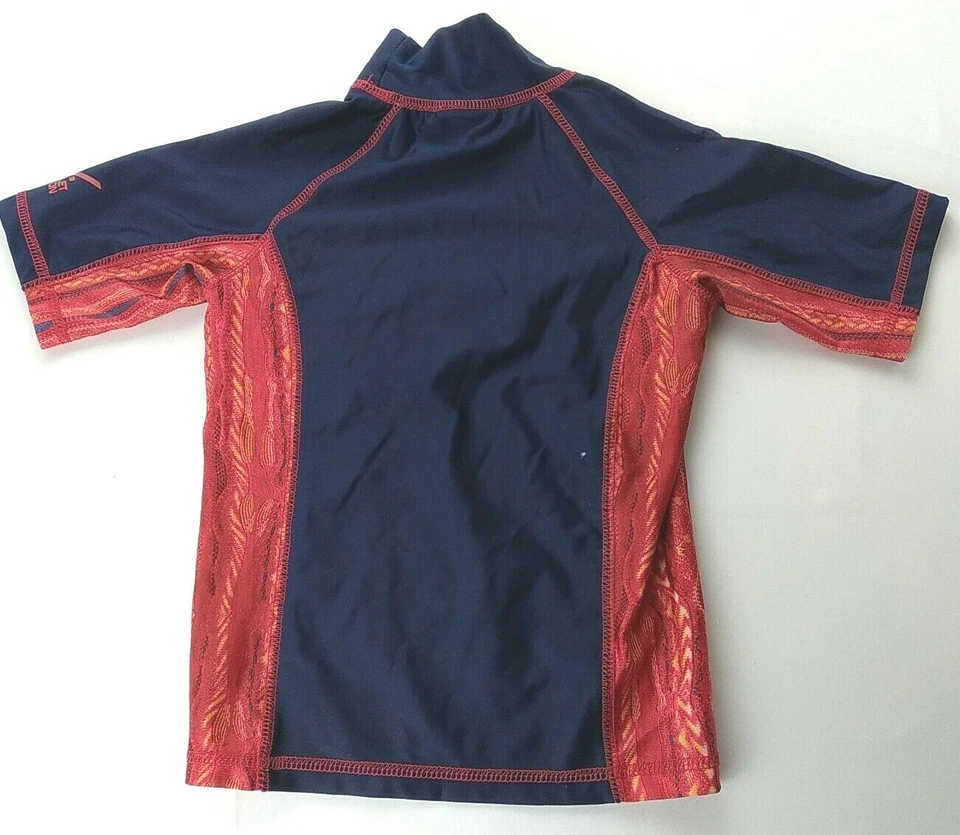 Camisa Coogi Niños Niños Talla 5/6 Azul Manga Corta Pullover con Rojo y Naranja Foto 3 de 4