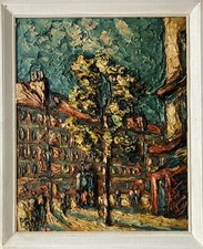 Expressionist Preben Rasmussen Oil Painting City View People Paris 55.5 X 45.5 Cm Expressionist Preben Rasmussen Oil Painting City View People Paris 55.5 X 45.5 Cm