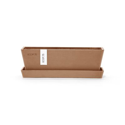 Ecopots Bruges Recycled Composite Rectangular Planter w/ Saucer, Terracotta, 10''