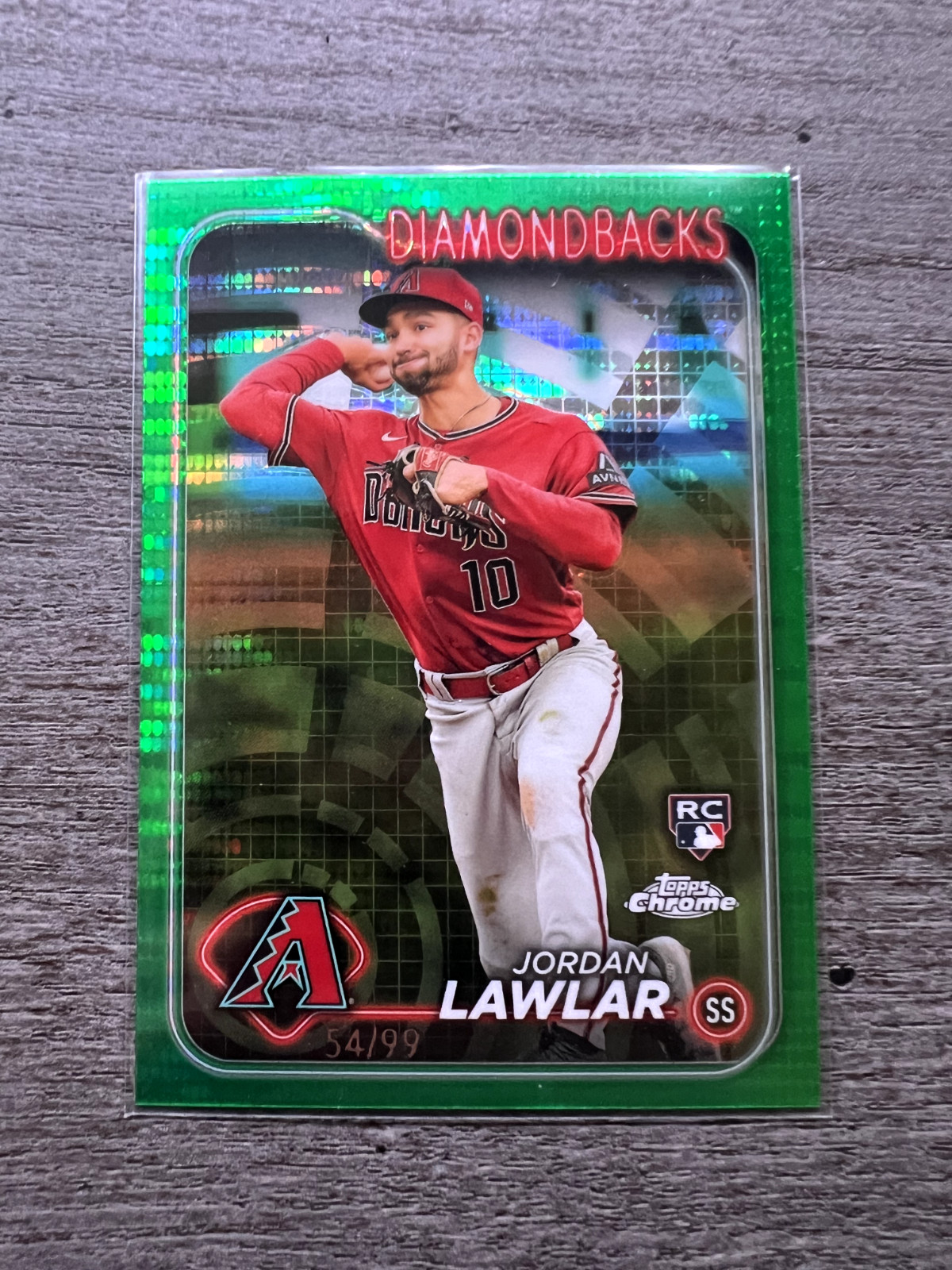 2024 Topps Chrome #229 Jordan Lawlar RC #54/99 Green Sonar Refractor Arizona