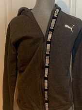 PUMA Boys Full Zip Fleece Sweatshirt Hoodie Gray Size Large w/ Pockets