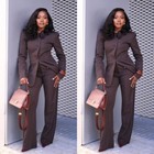 Brown Women Suits Casaul Party Work Formal Ladies Outfits Women Blazer Pants