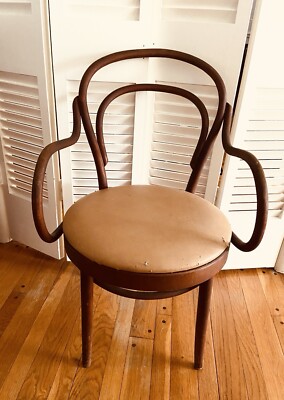 Vintage MSM 1975 SOLID WALNUT Bent Wood Wooden Side Dining Arm Chair Cushioned