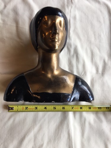 ANTIQUE ART DECO LADY BUST HEAD MASK STATUE SCULPTURE Original Nice - Picture 3 of 10