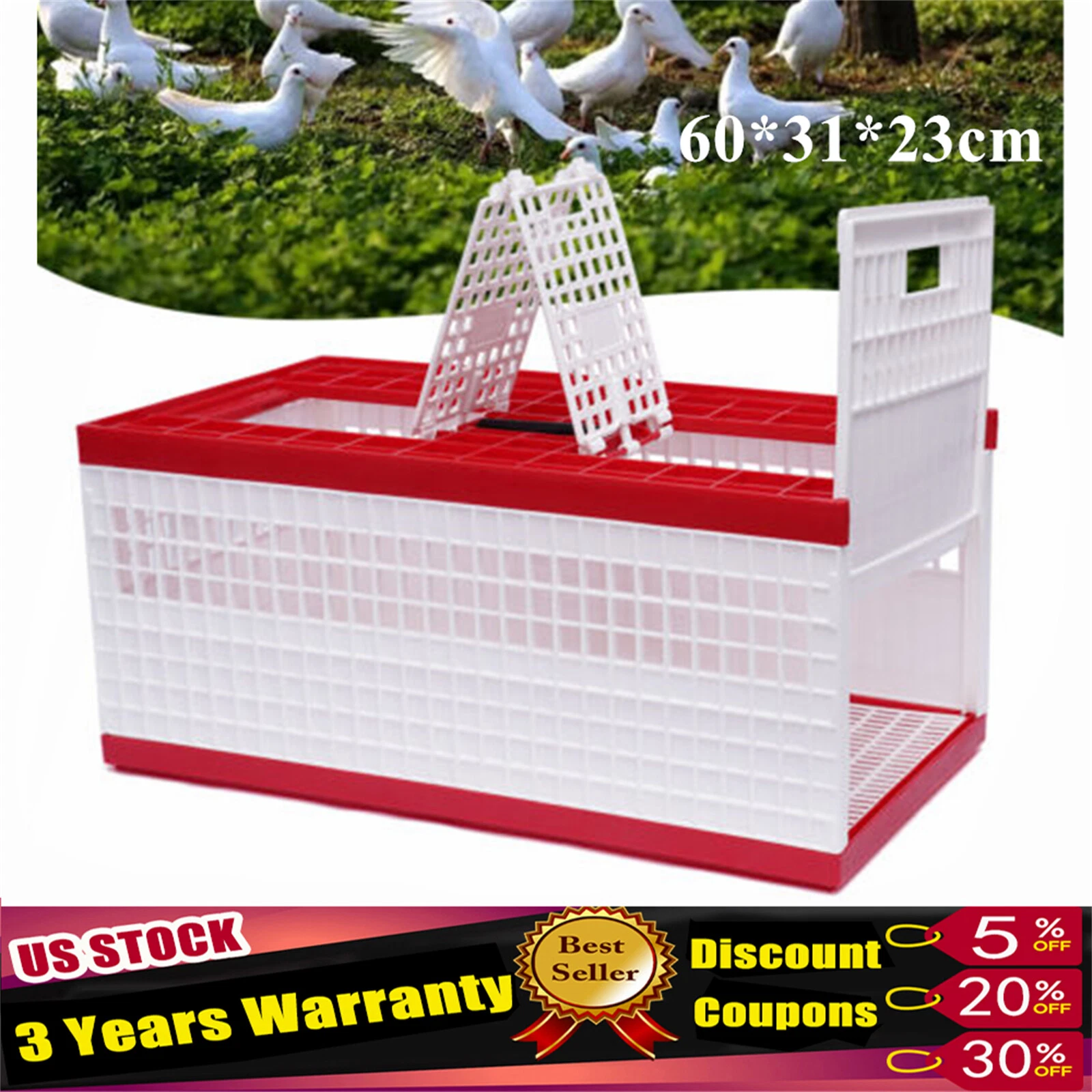 Racing Pigeon Carrier Box Bird Training Basket With 2 Side Doors 2 Top Doors Box
