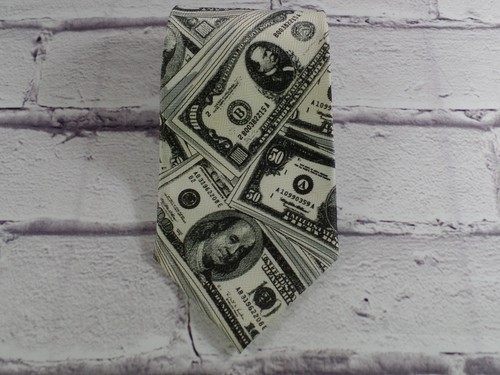 Vintage Men's Neck Tie Novelty Money Multicolor Cash Graphic - Picture 2 of 8