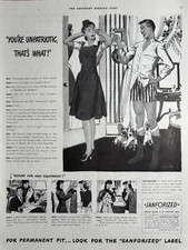 1942 Cluett Peabody & Co Sanforized Clothing WWII Label Unpatriotic VTG Print Ad