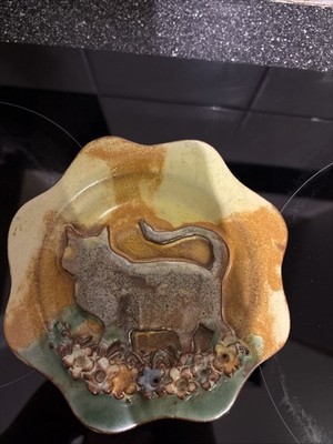 Art Pottery Ceramic Cat Art Plate By Tim Taylor