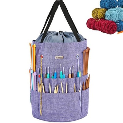 HOMEST Large Crochet Bag with Customized Front Compartment for Knitting Acces...