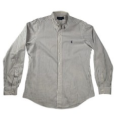 Polo Ralph Lauren Button Down Shirt L White Blue Yellow Stripe Custom Fit Cotton