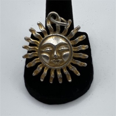 Sun Face Charm Pendant Two-Tone Gold & Silver Tone Celestial No Stone