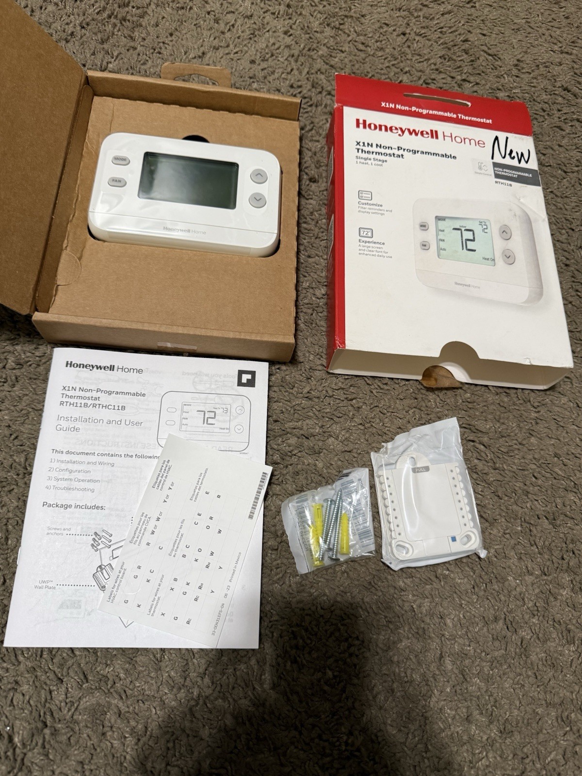 Honeywell X1N Non-Programmable Thermostat RTH11B Single Stage NEW OPEN BOX