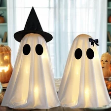 [Timer] Light up Halloween Ghost Decorations, Set of 2 DIY Spooky Ghosts Crafts,