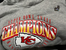 Fanatics Kansas City Chiefs Super Bowl LVIII Champions Hoodie Mens L NFL Gray