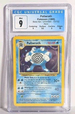 Poliwrath 13/102 Base Set Holo CGC 9 MINT Pokémon TCG WOTC Graded Card - Image 1 of 4