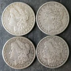 1882, 1884, 1900 O, and 1901 O $1 Morgan Silver Dollars