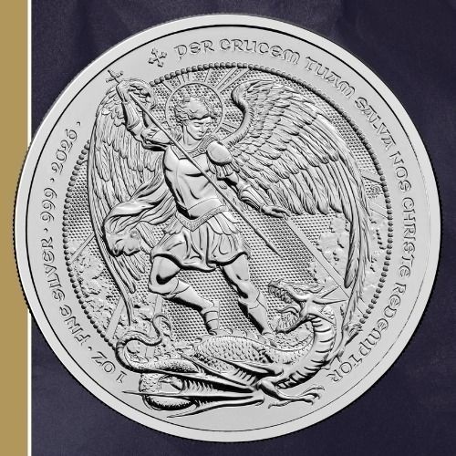 【神秘の聖剣】至高のアメジストファントム ワンド／ヒーリングソード 21cm 2026 British Angel Silver Coin - 1 oz .999 Fine Silver ST. MICHAEL