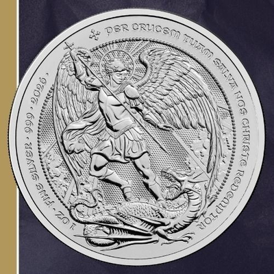 #ad 2026 British Angel Silver Coin 1 oz .999 Fine Silver ST. MICHAEL DRAGON INSTOC $117.95