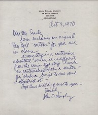 JOHN CULLEN MURPHY - AUTOGRAPH LETTER SIGNED 10/03/1970