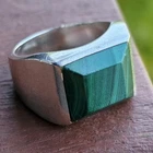 Vtg Mexico Sterling Silver 925 Men's Ring Large Chunky Malachite Sz 10.75 19.7g