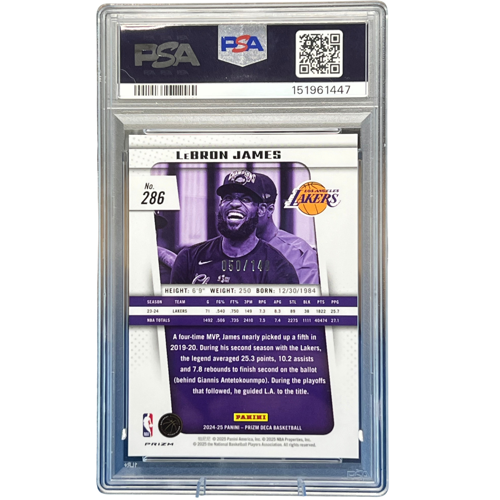 2024 Prizm Lebron James MVP Deca Blue Prizm /149 #286 PSA 10 | Lakers Basketball view 4