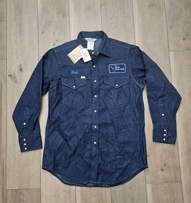 Nwt New Vtg 90s Carhartt Denim Pearl Snap Shirt. USA MADE/UNION MADE 16.5x33