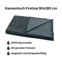 Saunatuch Strandtuch Hamamtuch Frottee Anthrazit Mit Geraden Fransen 90X180 Cm