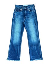 AYR The Bomb Pop Frayed Hem Straight Leg Jeans Crop High Rise Women's Size 27