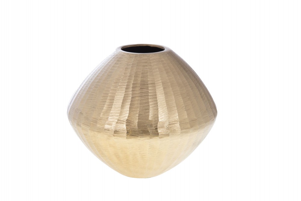 Vase Nautilus design or en aluminium 33 cm pour décoration intérieure moderne