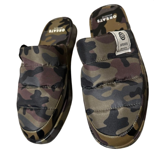 Greats Brooklyn The Foster Slipper Camo Puffer Comfy New No Bx Unisex Size W6/M4