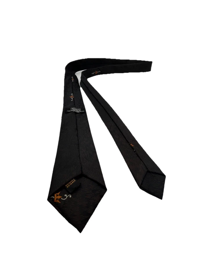 Años 50 ~ VINTAGE ~ BORDADA ~ CORBATA PARA HOMBRE ~ Sears ~ MARRÓN Y DORADO ~ EE. UU. Foto 4 de 4