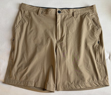 Orvis Mens Brown Tech Shorts 4 Way Stretch Secure Side Pockets size 40