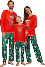 Ekouaer Matching Family Sets Christmas Pajamas Set Xmas Large, Red 