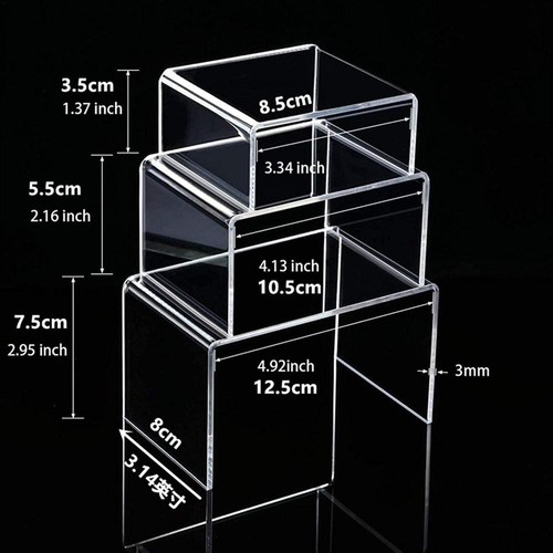 6 Pcs Acrylic Display Risers,3 Sizes Acrylic U-Shaped Display Stand,Clear - Picture 3 of 9