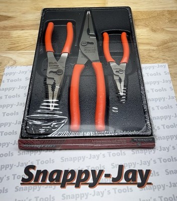 Snap-On Tools ORANGE 3pc Soft Grip Long Nose Slip Joint Pliers Set PL3LNSJCFO