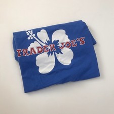 Trader Joe's Short Sleeve M Employee T-Shirt Hibiscus Size Medium Blue Crew
